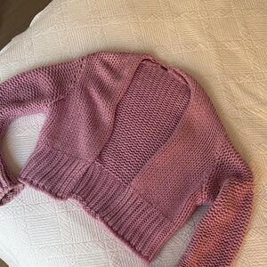 Free People Mauve/lavender Knit Women's Cardigan